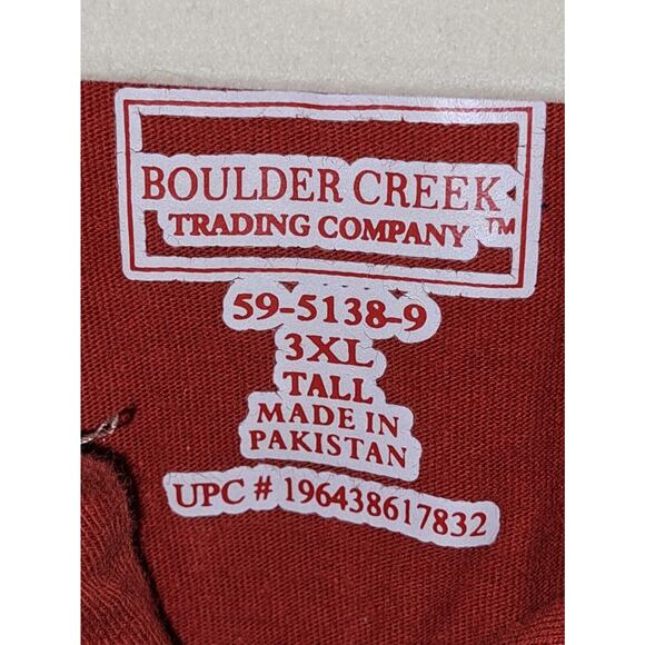 Tall Men's 3X Boulder Creek Trading Company Red Button Down T-Shirt - Picture 3 of 4